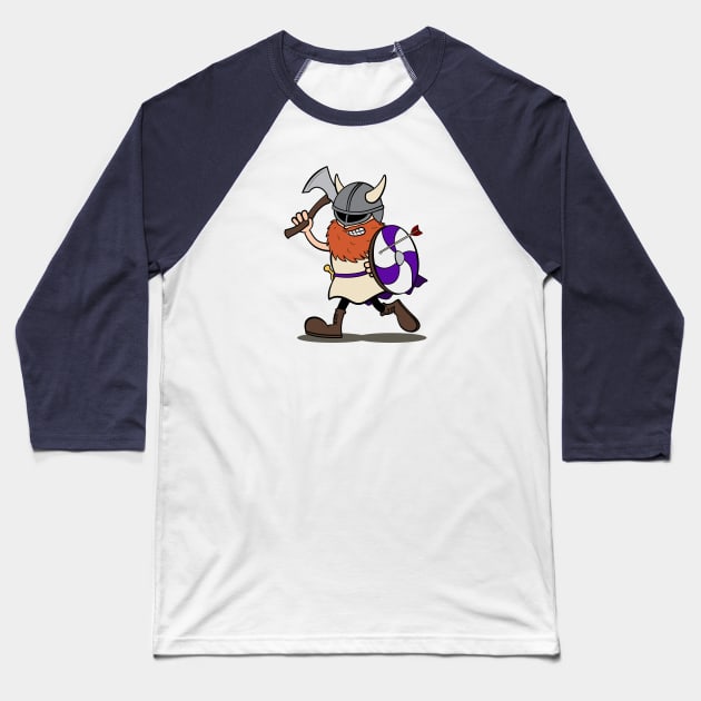 Viking Berserker Cartoon (Player 6 / purple version) Baseball T-Shirt by Koyaanisqatsian